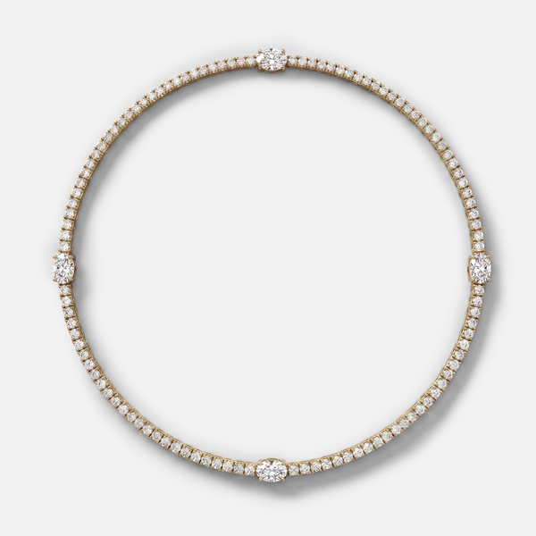 Lab Grown Diamond Oval Diamond Choker Necklace in Yellow Gold | JAUR