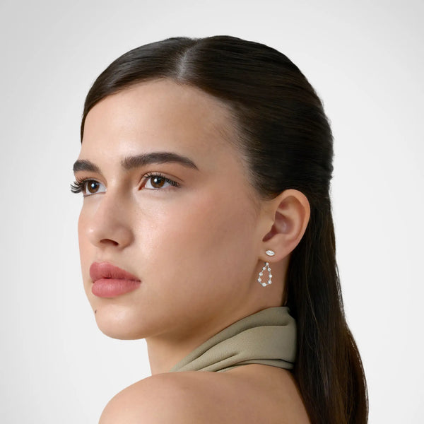 Pear Diamond Drop Earrings - Maquise Base