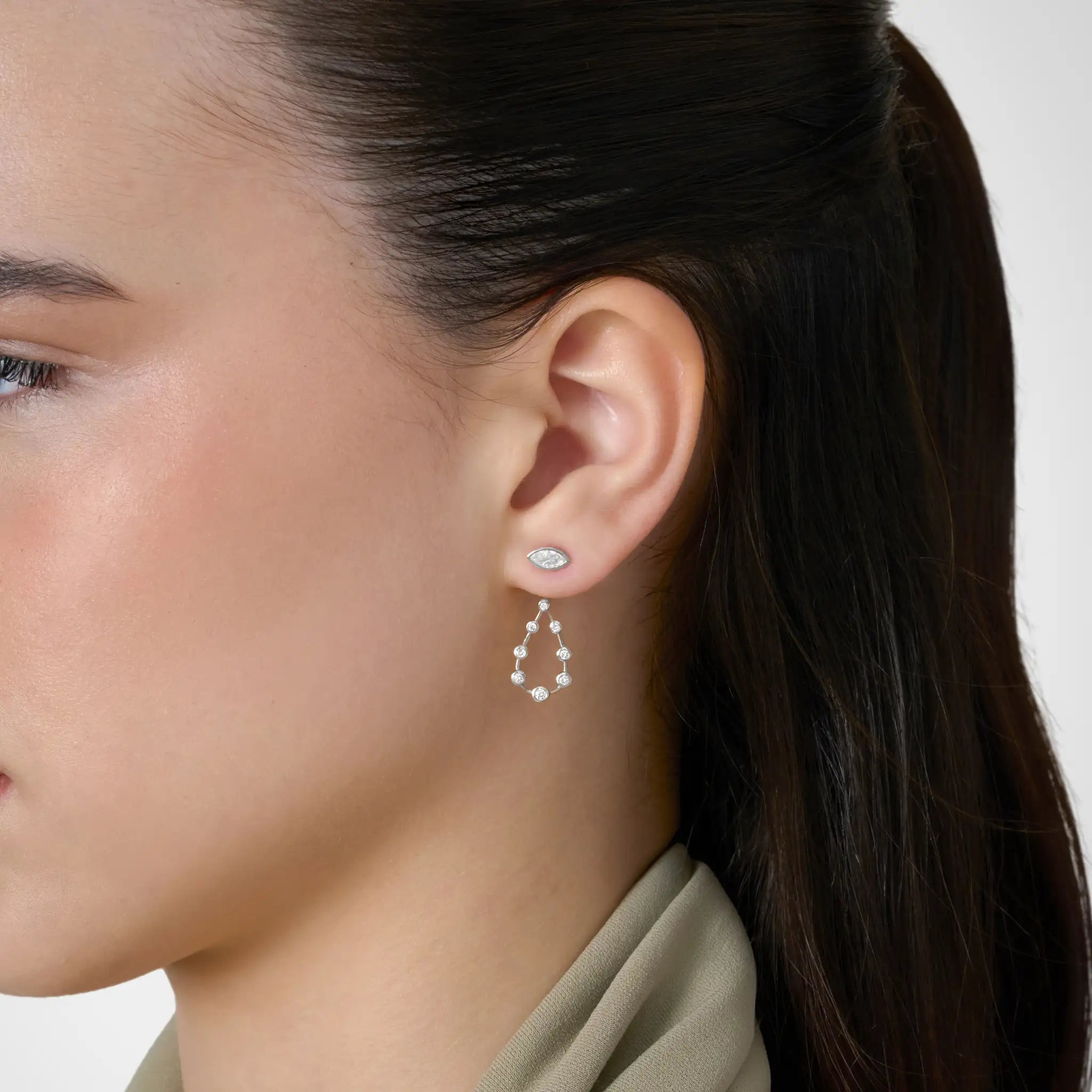 Pear Diamond Drop Earrings - Maquise Base