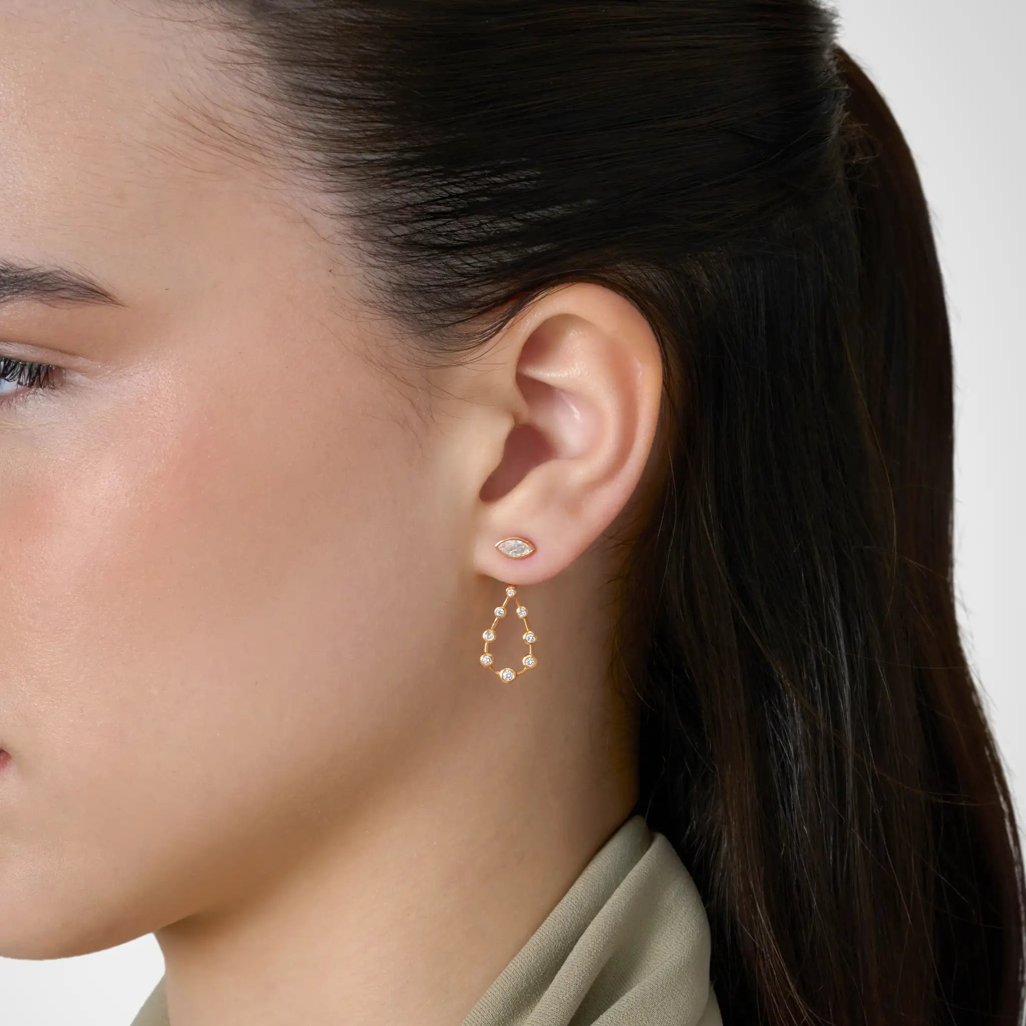 Pear Diamond Drop Earrings - Maquise Base