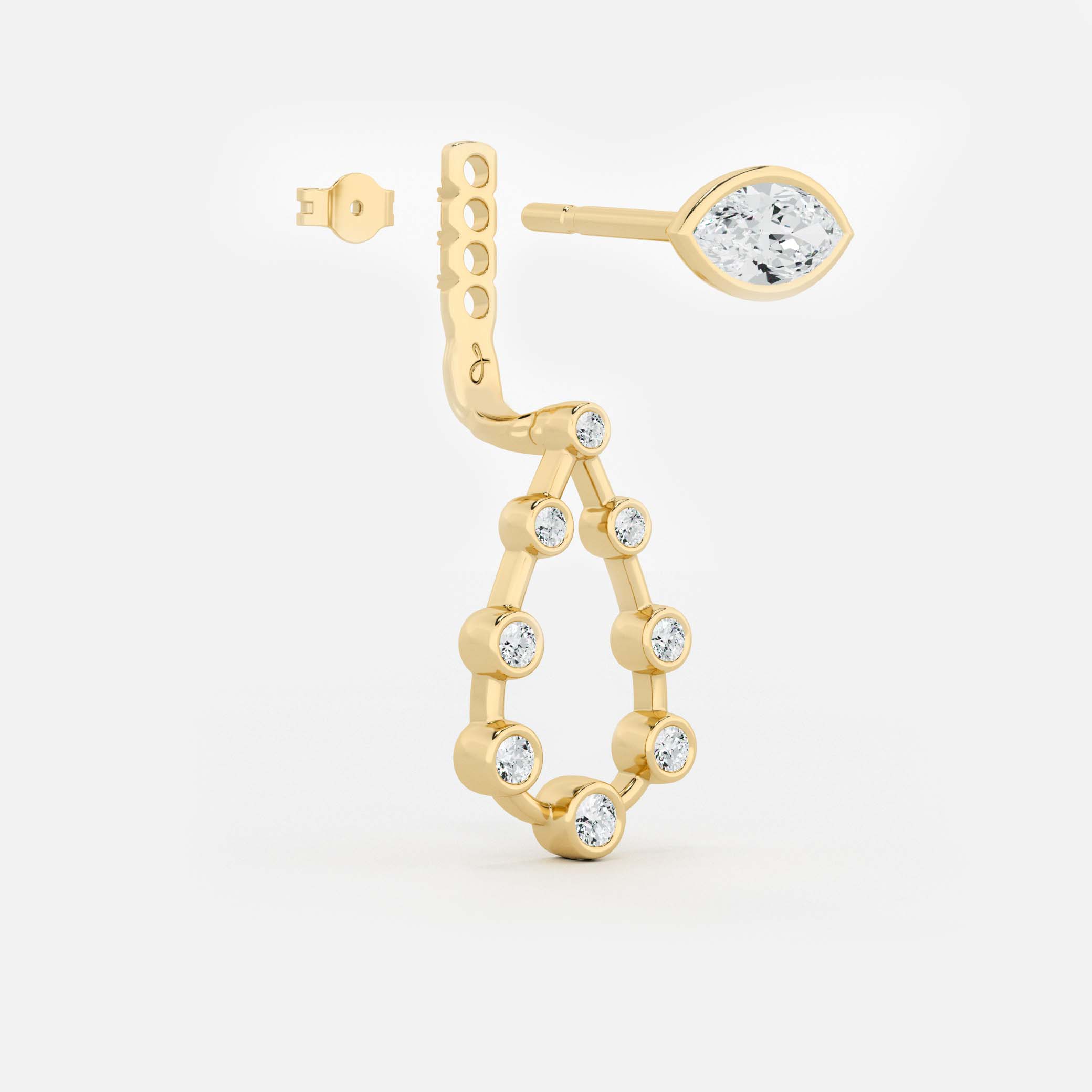 Pear Diamond Drop Earrings - Maquise Base