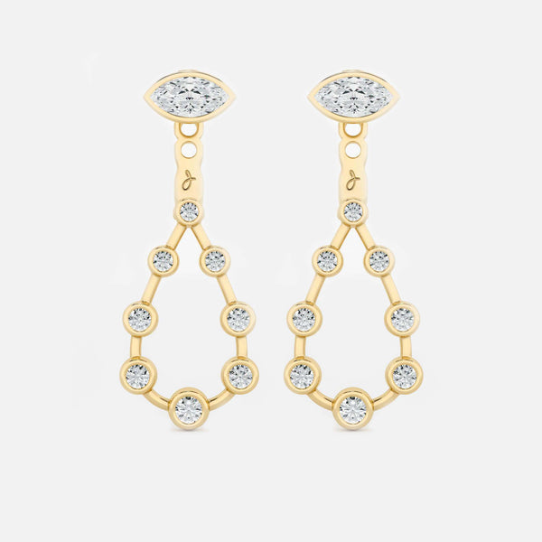 Pear Diamond Drop Earrings - Maquise Base