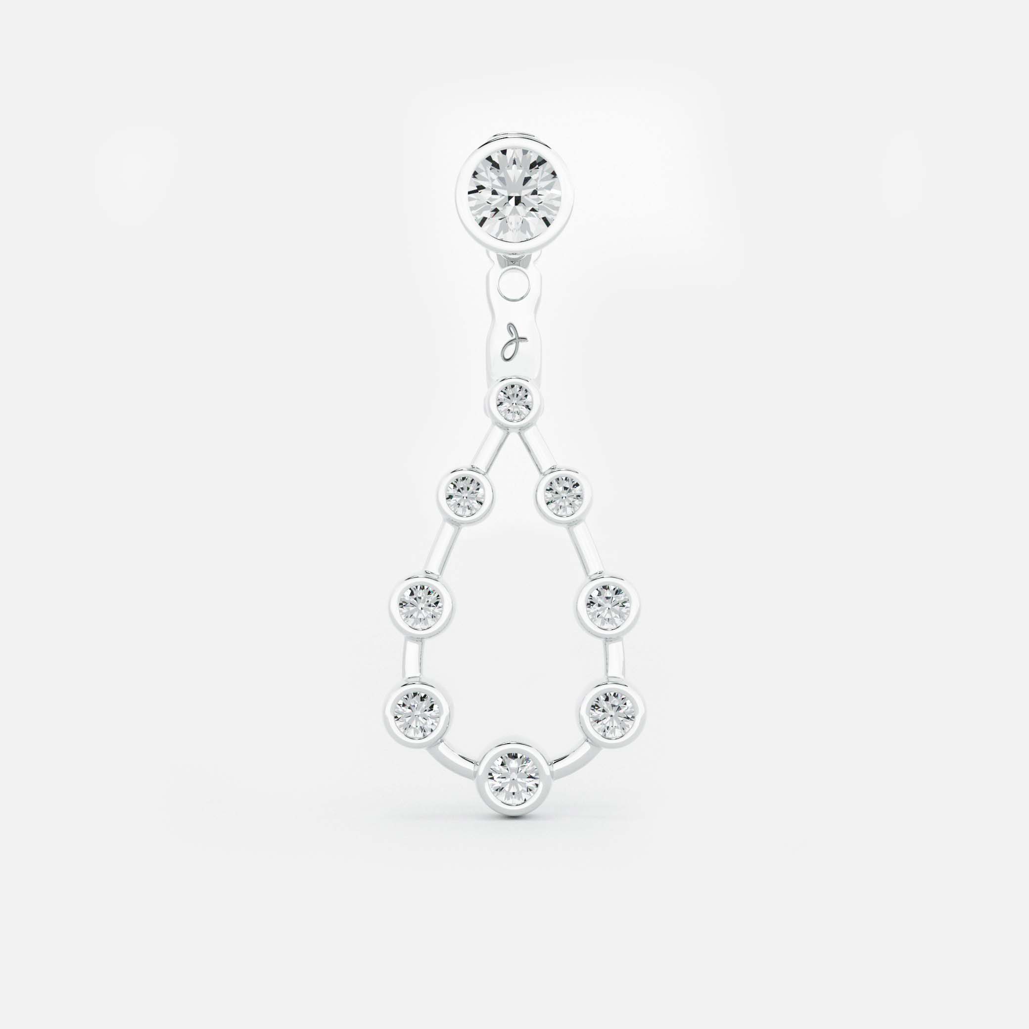 Pear Diamond Drop Earrings - Round Base