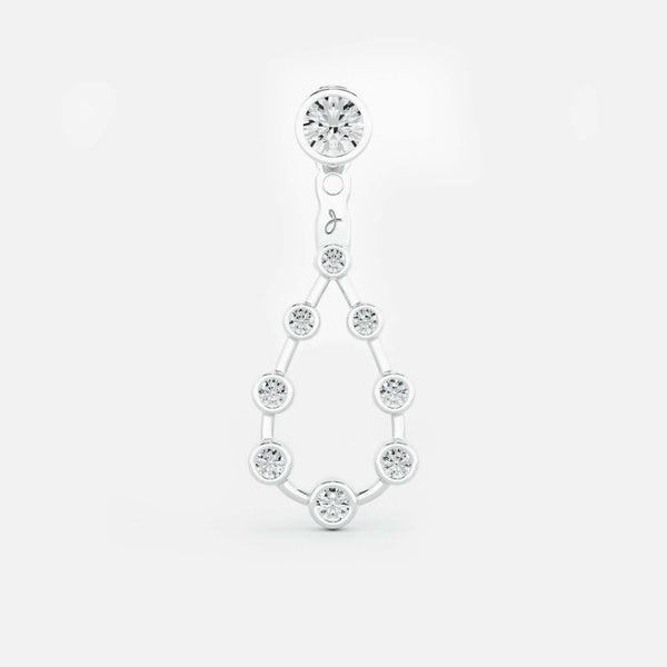 Pear Diamond Drop Earrings - Round Base
