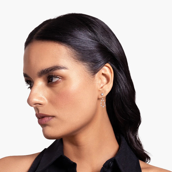 Pear Diamond Drop Earrings - Round Base