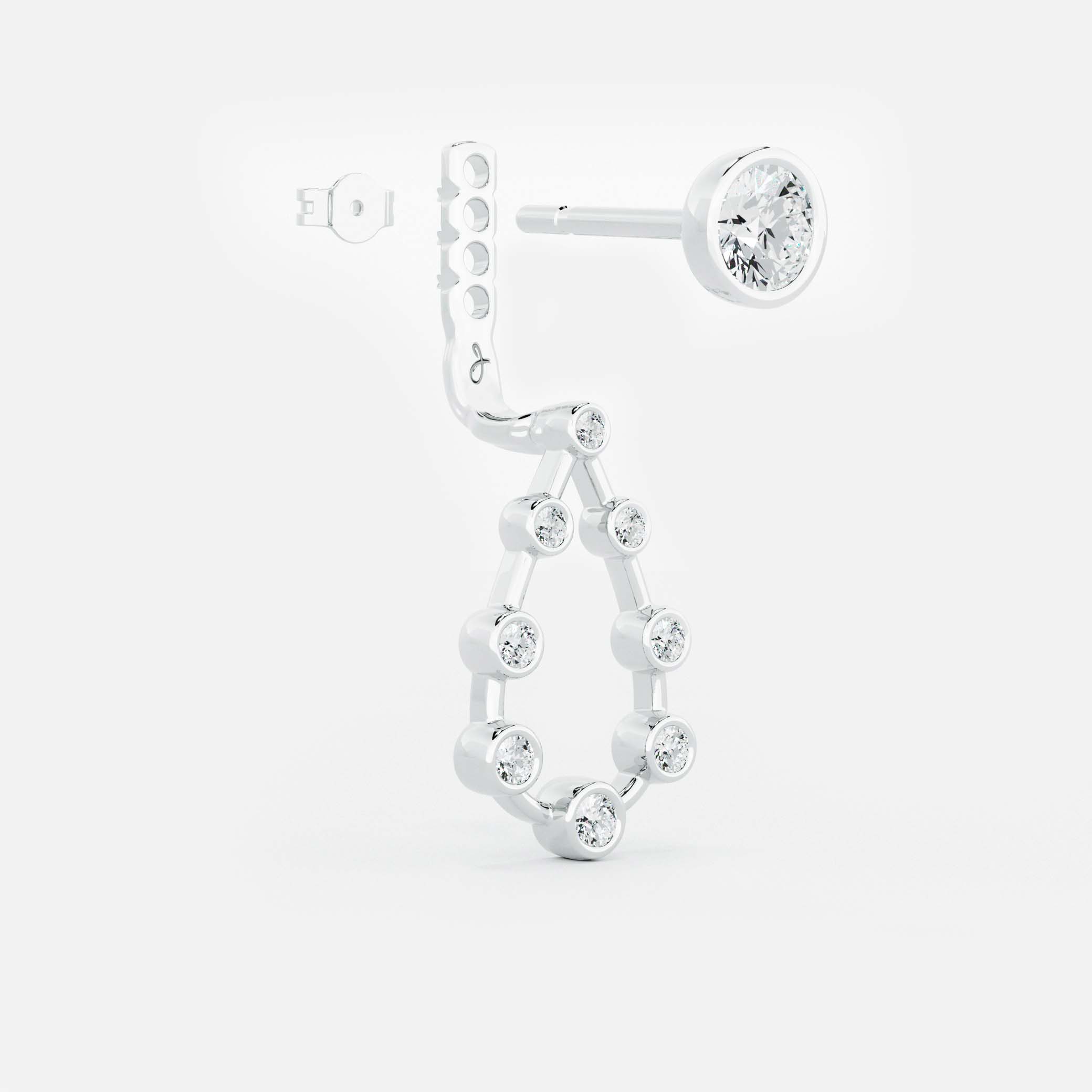 Pear Diamond Drop Earrings - Round Base