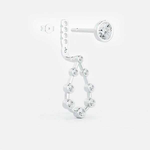 Pear Diamond Drop Earrings - Round Base