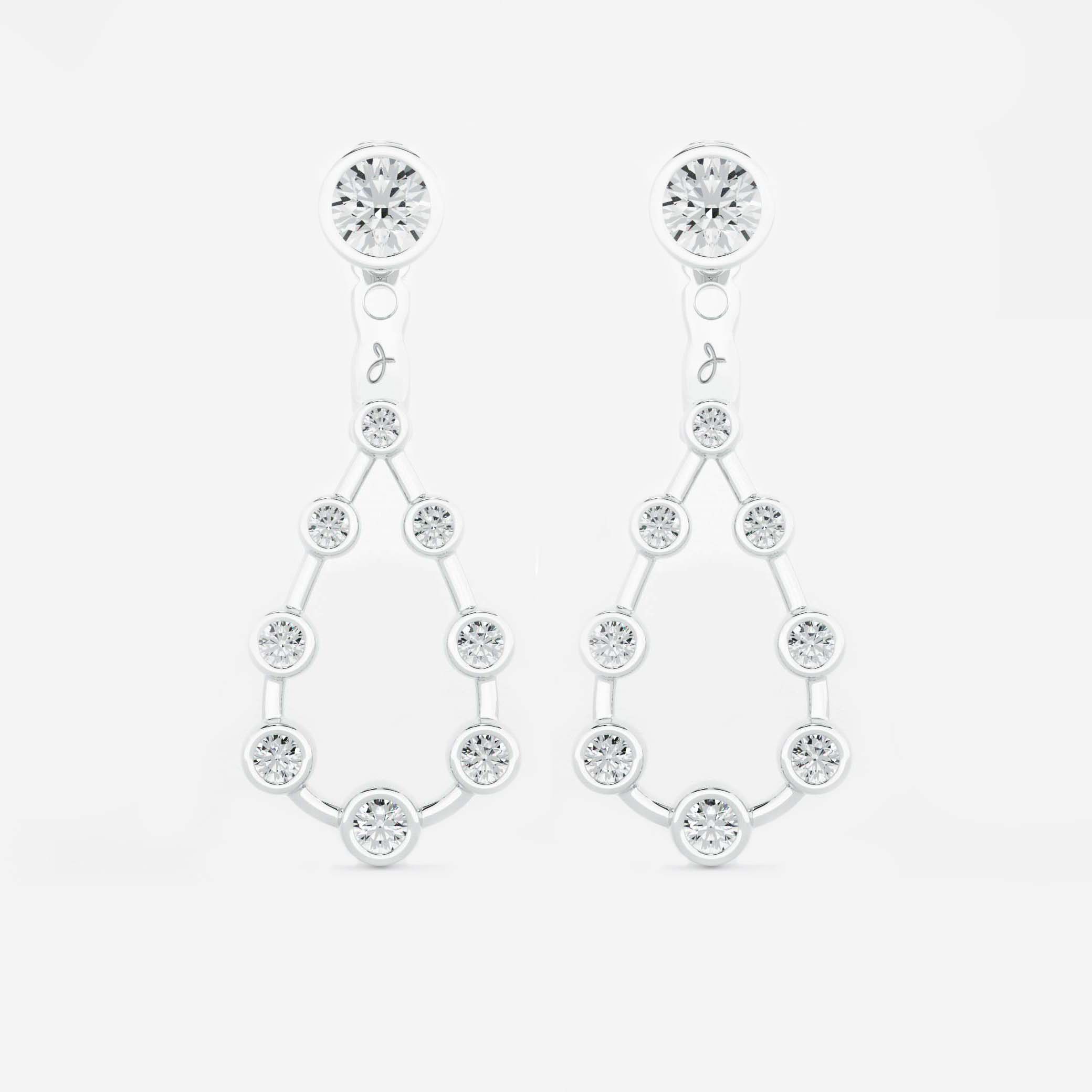 Pear Diamond Drop Earrings - Round Base
