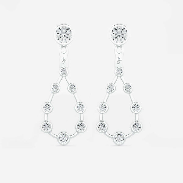 Pear Diamond Drop Earrings - Round Base