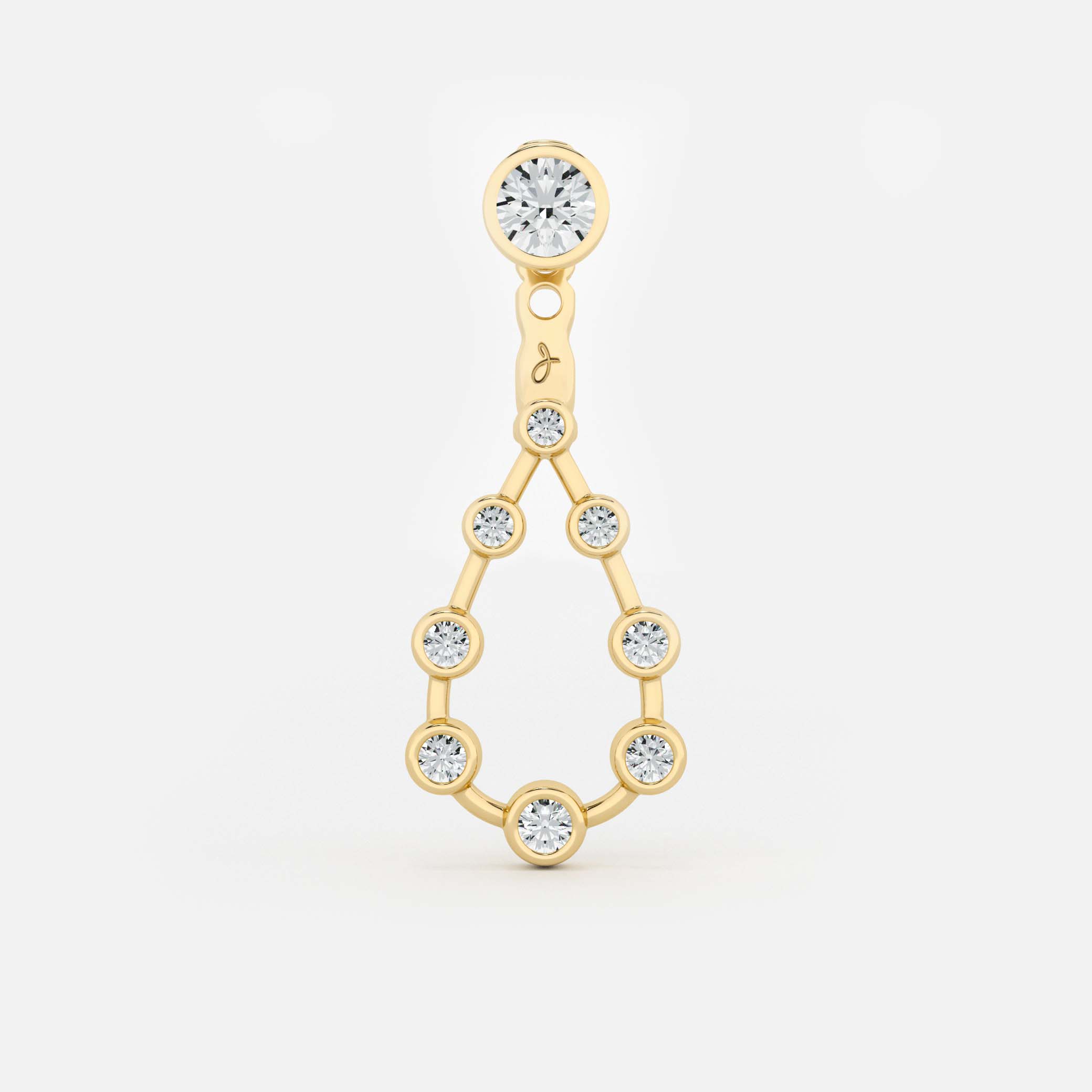 Pear Diamond Drop Earrings - Round Base