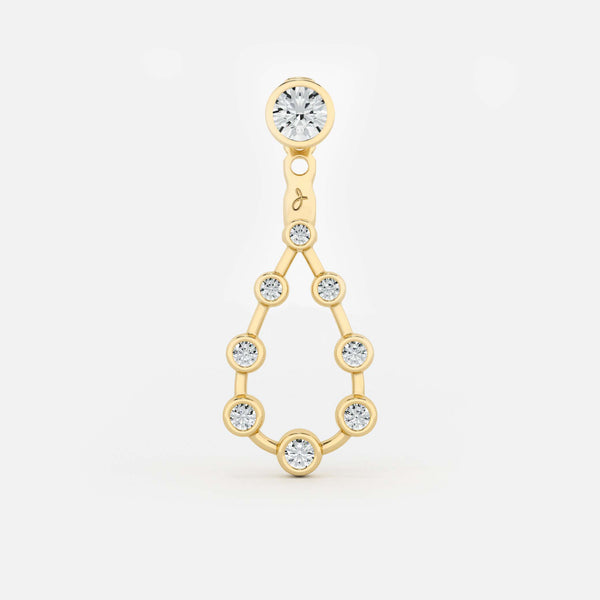 Pear Diamond Drop Earrings - Round Base