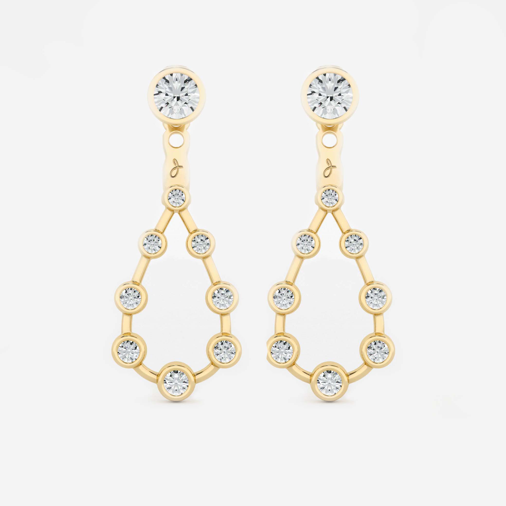 Pear Diamond Drop Earrings - Round Base