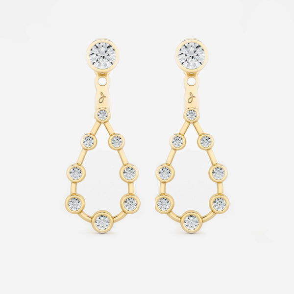 Pear Diamond Drop Earrings - Round Base