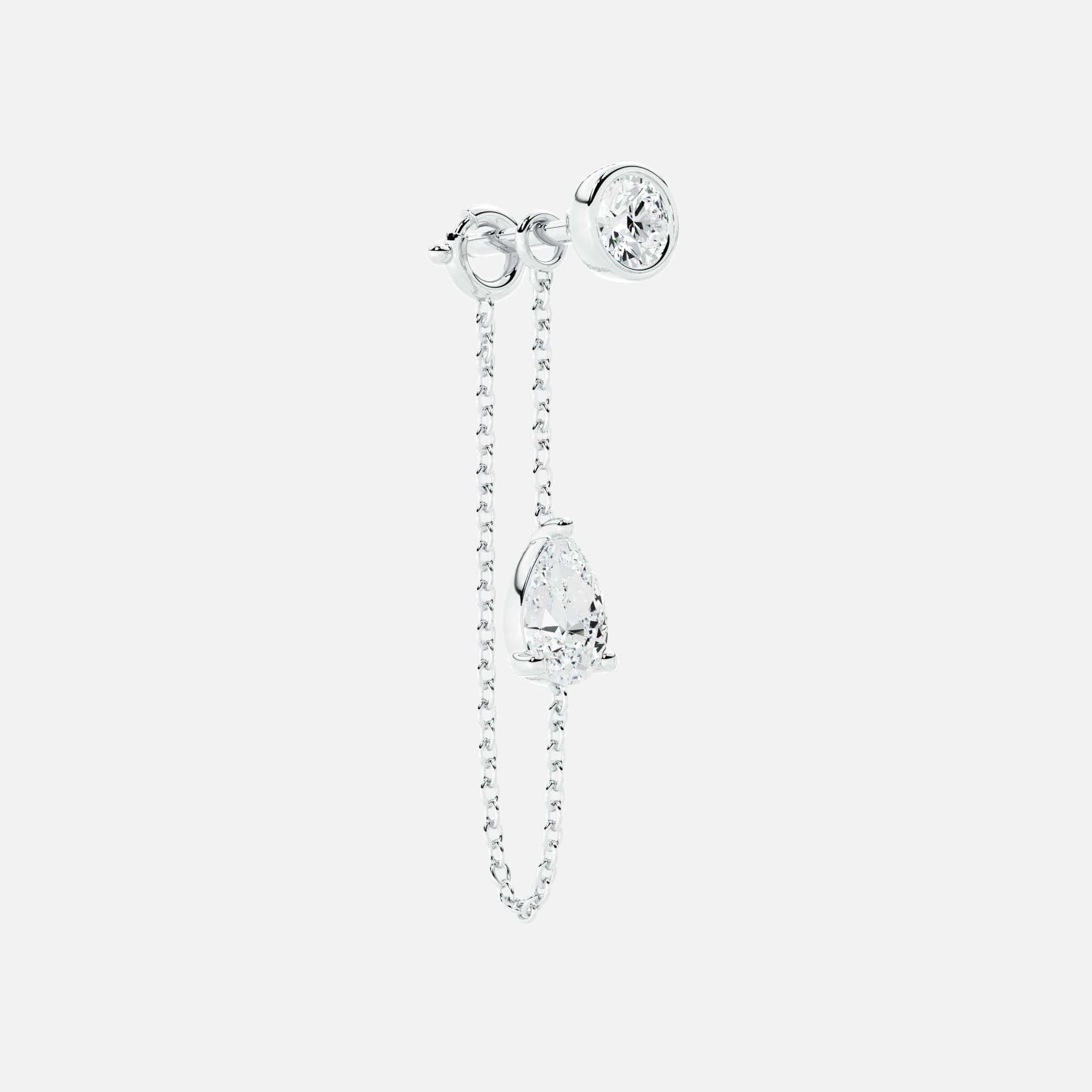 Lab Grown Diamond Pear Diamond Connector Chain - Round Base in White Gold – Pair View | JAUR