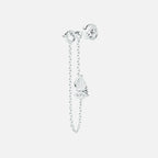 Lab Grown Diamond Pear Diamond Connector Chain - Round Base in White Gold – Front View | JAUR
