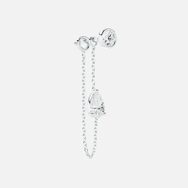 Lab Grown Diamond Pear Diamond Connector Chain - Round Base in White Gold – Front View | JAUR