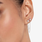 Lab Grown Diamond Pear Diamond Connector Chain - Round Base in White Gold – Side View | JAUR