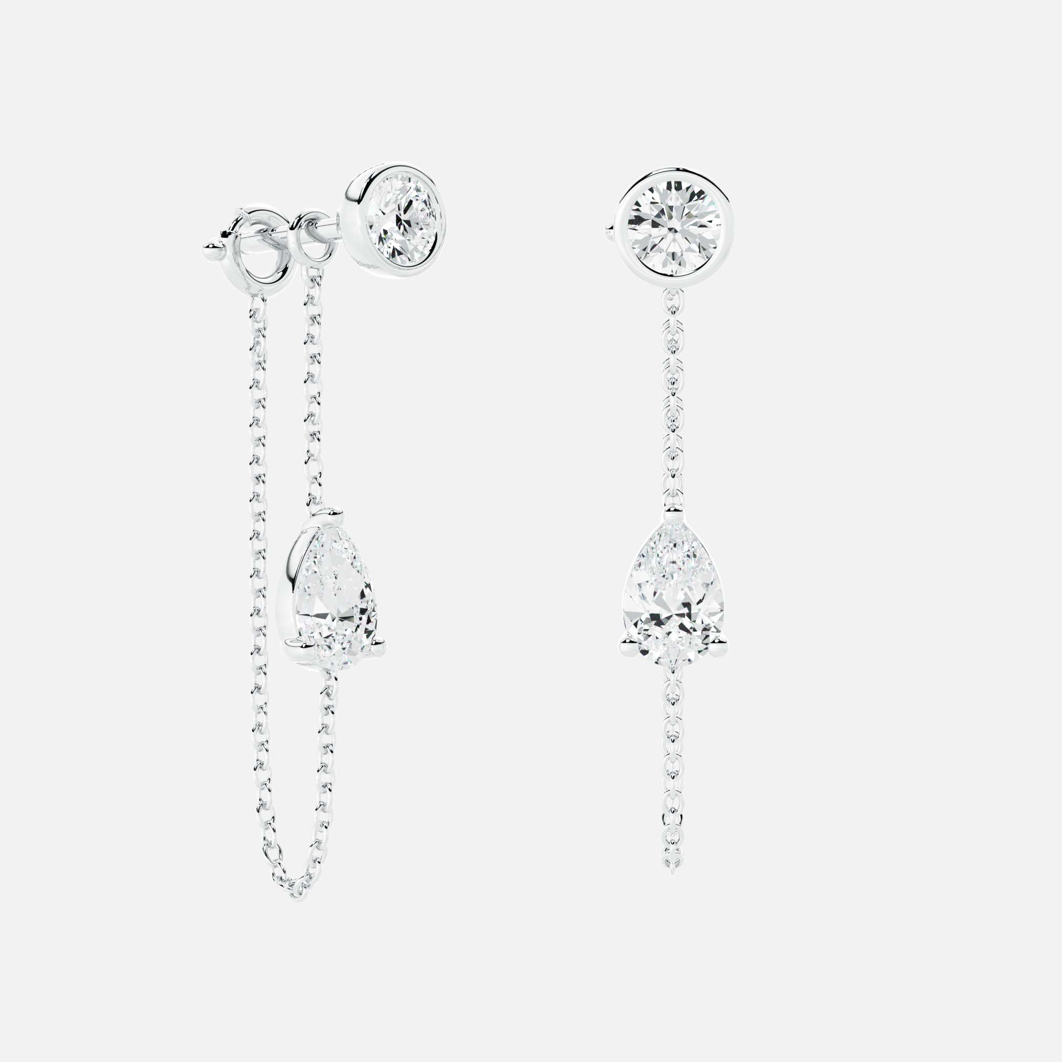 Lab Grown Diamond Pear Diamond Connector Chain - Round Base in White Gold – View 4 | JAUR