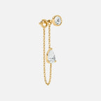 Lab Grown Diamond Pear Diamond Connector Chain - Round Base in Yellow Gold – Front View | JAUR