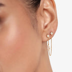 Lab Grown Diamond Pear Diamond Connector Chain - Round Base in Yellow Gold – Side View | JAUR