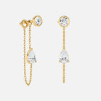Lab Grown Diamond Pear Diamond Connector Chain - Round Base in Yellow Gold – View 4 | JAUR