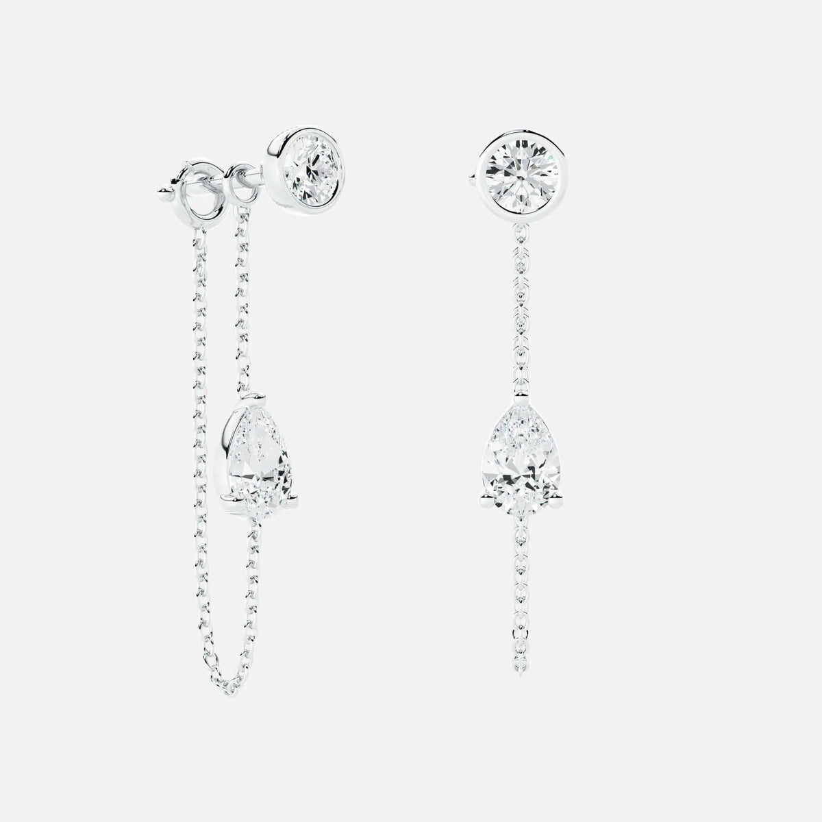 Lab Grown Diamond Pear Diamond Connector Chain - Round Base in White Gold – View 4 | JAUR