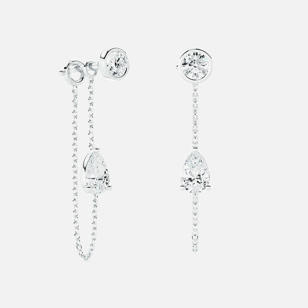 Lab Grown Diamond Pear Diamond Connector Chain - Round Base in White Gold – View 4 | JAUR
