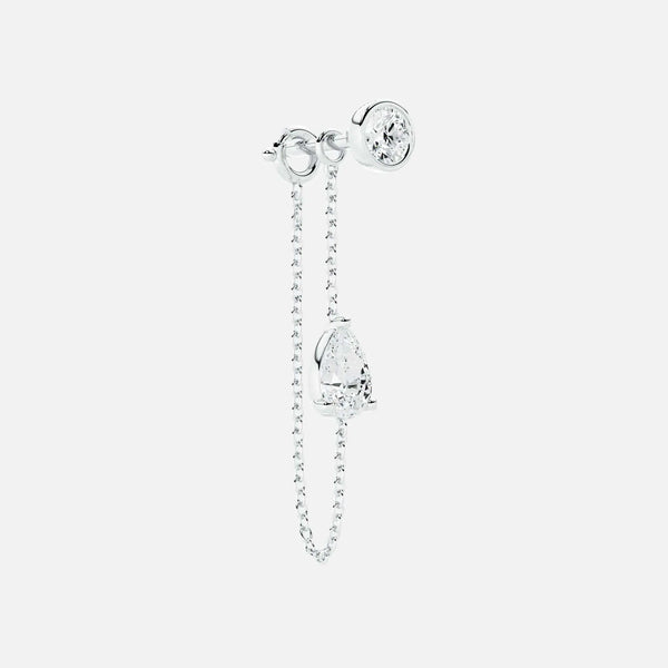 Lab Grown Diamond Pear Diamond Connector Chain - Round Base in White Gold – Front View | JAUR