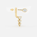 Lab Grown Diamond Reverse Triad Diamond Jacket - Marquise Base in Yellow Gold – View 4 | JAUR