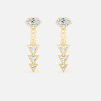 Lab Grown Diamond Reverse Triad Diamond Jacket - Marquise Base in Yellow Gold – Pair View | JAUR