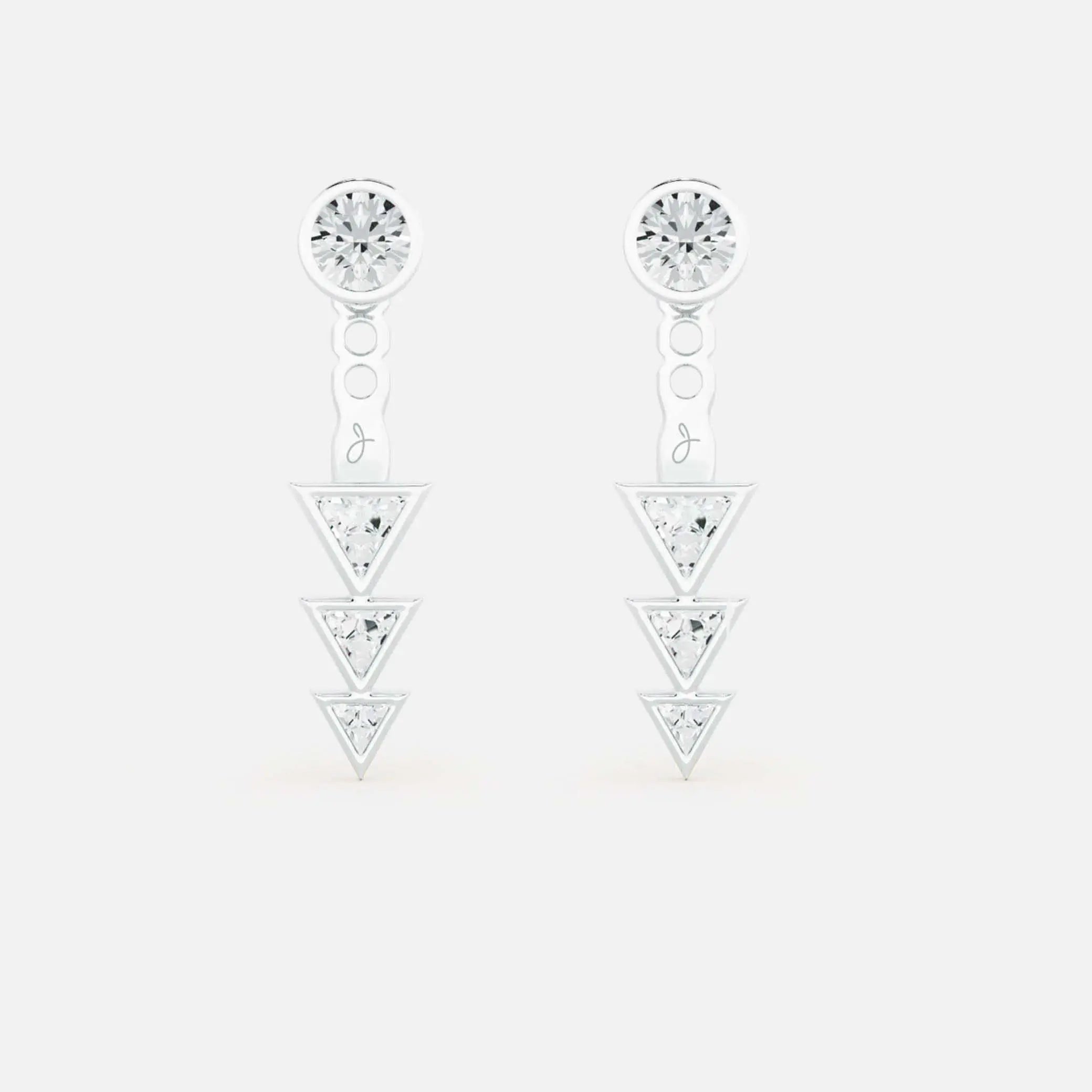 Lab Grown Diamond Reverse Triad Diamond Jacket - Round Base in White Gold – Pair View | JAUR