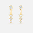 Lab Grown Diamond Reverse Triad Diamond Jacket - Round Base in Yellow Gold – Pair View | JAUR