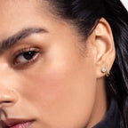 Lab Grown Diamond Round Arch Diamond Hoop in Yellow Gold – Side View | JAUR