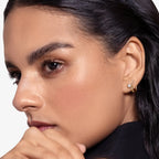 Lab Grown Diamond Round Arch Diamond Hoop in Yellow Gold – Pair View | JAUR