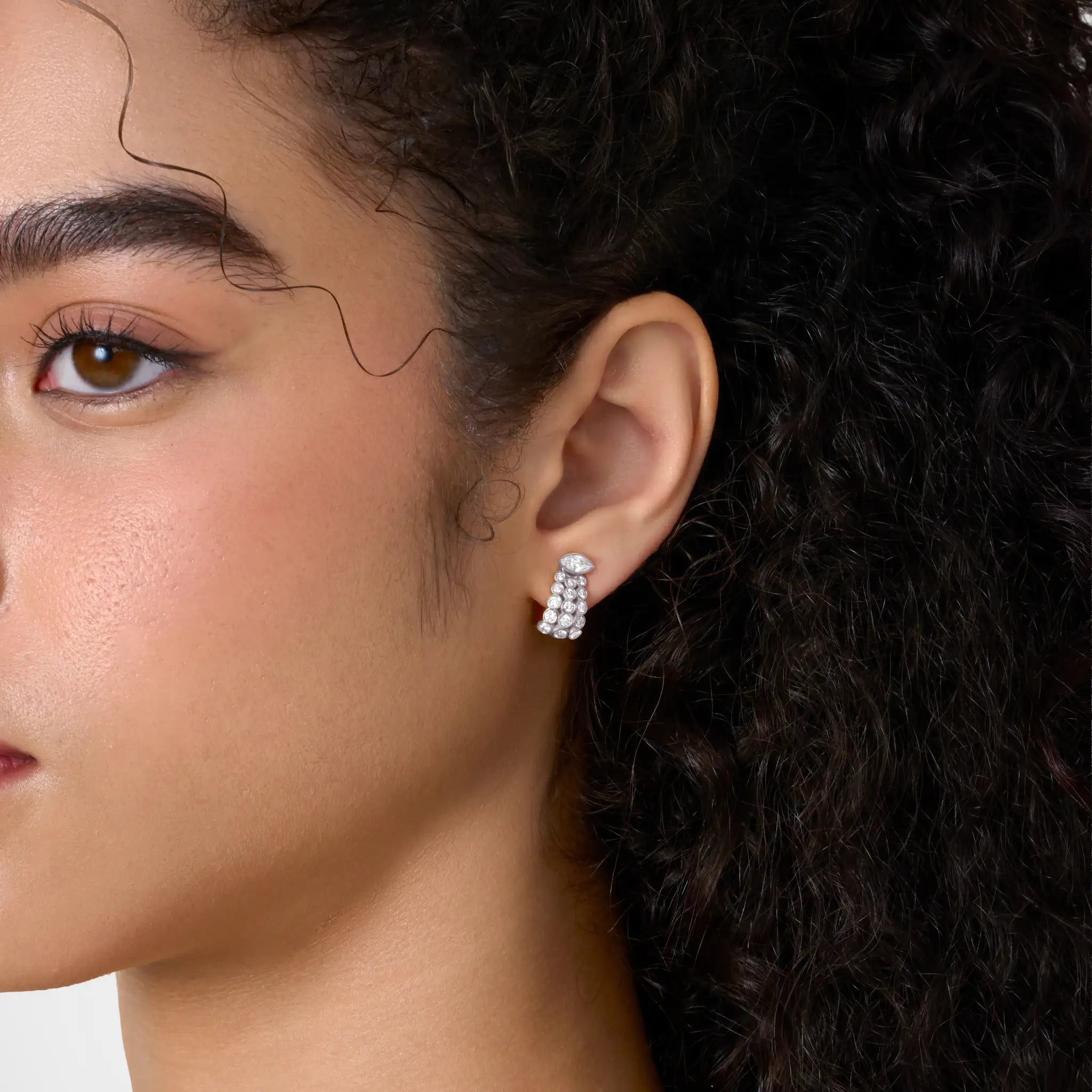 Round Cluster Hoop - Marquise