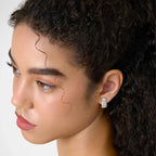 Lab Grown Diamond Round Cluster Hoop - Marquise in White Gold – Pair View | JAUR