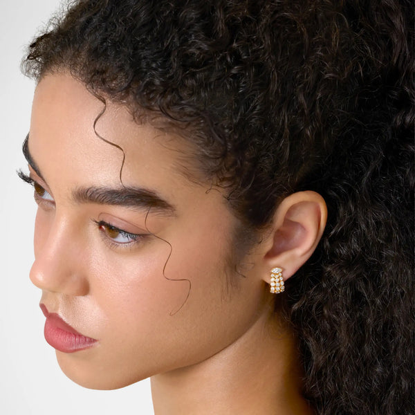 Round Cluster Hoop - Marquise