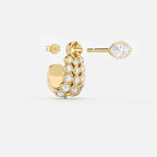 Lab Grown Diamond Round Cluster Hoop - Marquise in Yellow Gold – Pair View | JAUR