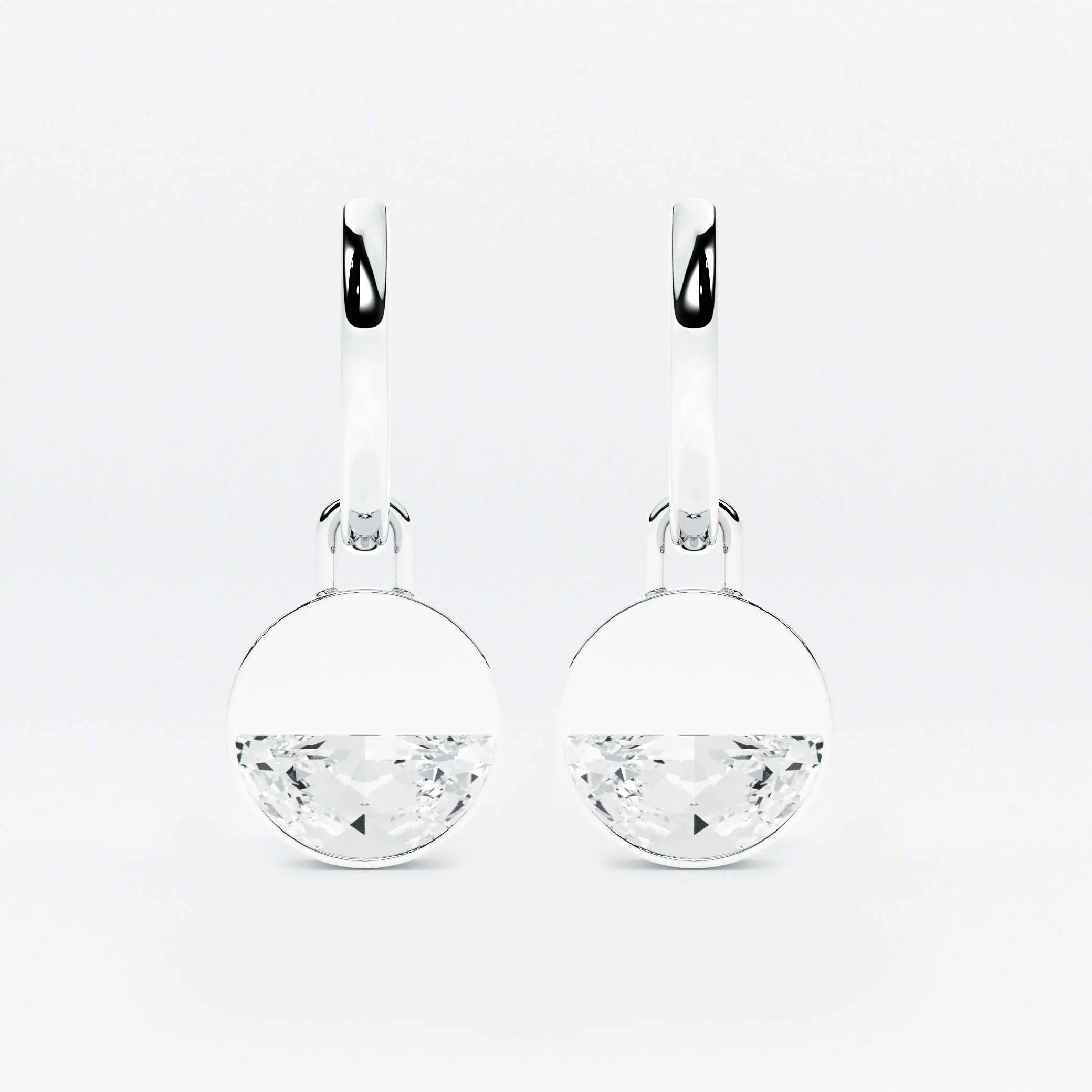 Lab Grown Diamond Formed Round Diamond Charm in White Gold – Pair View | JAUR
