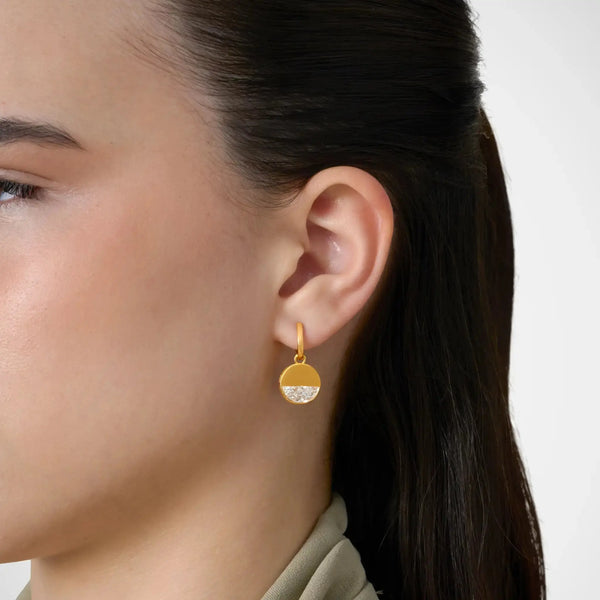 Lab Grown Diamond Formed Round Diamond Charm in Yellow Gold – Side View | JAUR