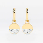 Lab Grown Diamond Formed Round Diamond Charm in Yellow Gold – Pair View | JAUR