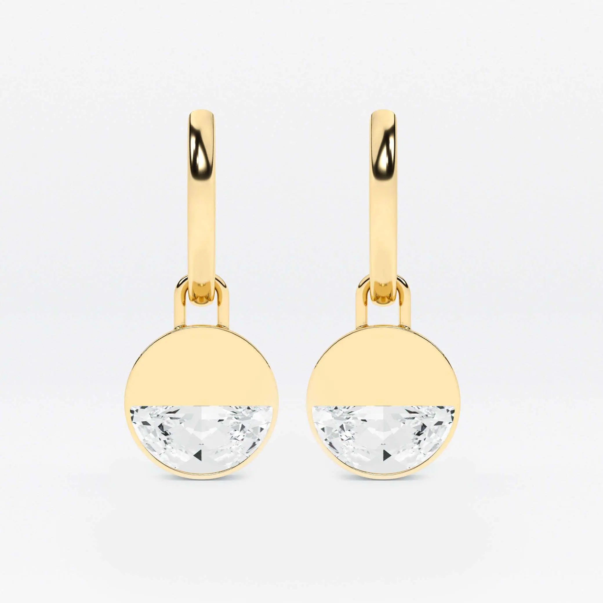 Lab Grown Diamond Formed Round Diamond Charm in Yellow Gold – Pair View | JAUR