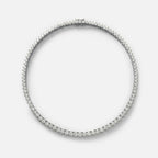 Lab Grown Diamond Round Diamond Graduated Tennis Necklace in White Gold – Front View | JAUR
