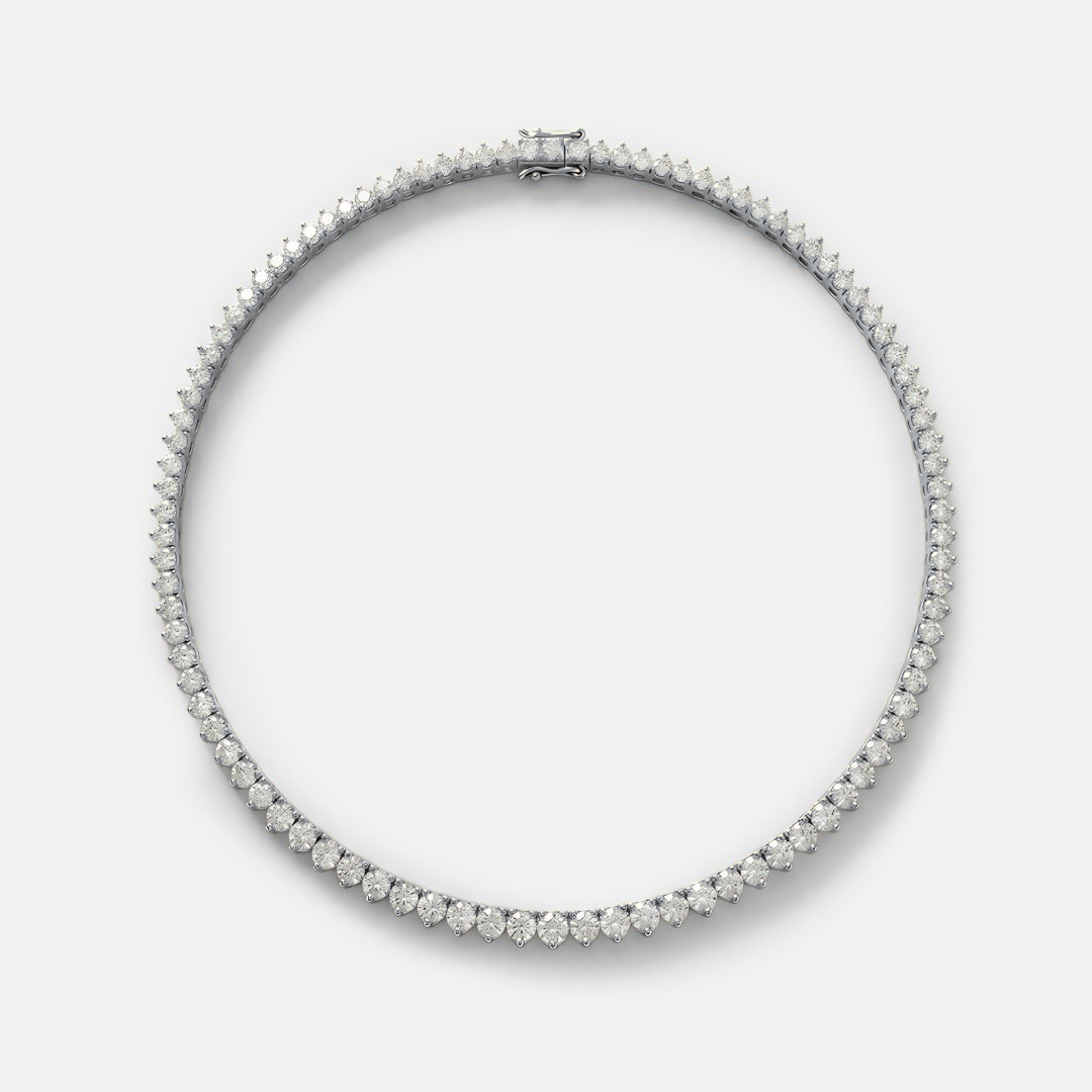 Lab Grown Diamond Round Diamond Graduated Tennis Necklace in White Gold – Front View | JAUR