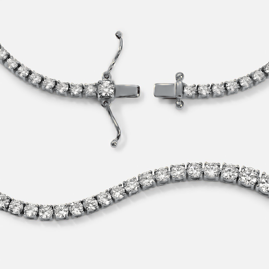 Lab Grown Diamond Round Diamond Graduated Tennis Necklace in White Gold | JAUR