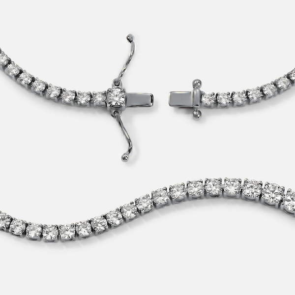Lab Grown Diamond Round Diamond Graduated Tennis Necklace in White Gold | JAUR