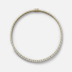 Lab Grown Diamond Round Diamond Graduated Tennis Necklace in Yellow Gold – Front View | JAUR