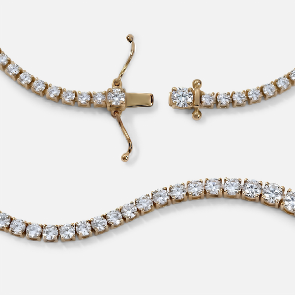 Lab Grown Diamond Round Diamond Graduated Tennis Necklace in Yellow Gold | JAUR