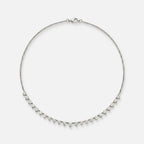 Lab Grown Diamond Round Diamond Row Necklace in White Gold – Front View | JAUR