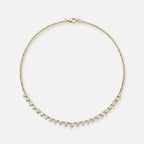 Lab Grown Diamond Round Diamond Row Necklace in Yellow Gold – Front View | JAUR